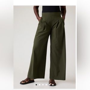 Athleta: BROOKLYN HEIGHTS HIGH RISE WIDE LEG PANT, Army Green, size 4